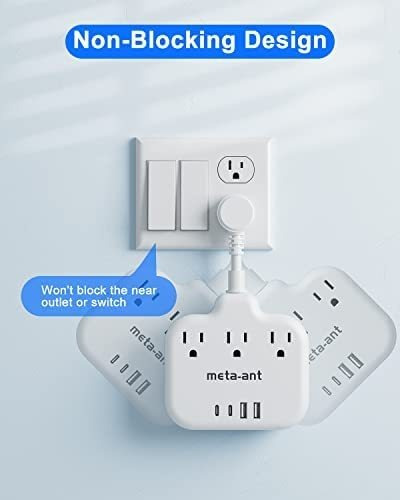 Enchufe Inteligente Marca Meta-ant/3 Tomas/4 Usb/blanco