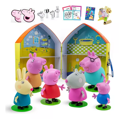 Casa Da Peppa Pig, 6 Figuras, Desenho E Pintura, Luppa