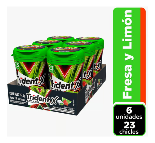 Chicles Trident X Splash Botella Sabor Frutilla Limon 44.6gr