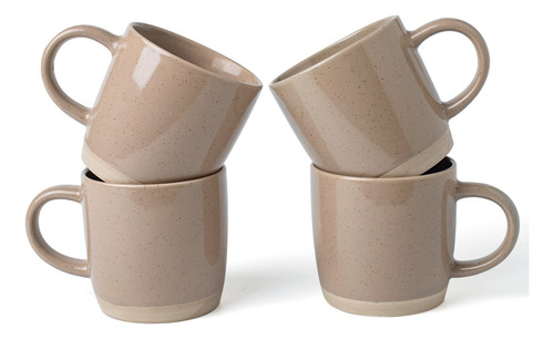 Juego De 4 Tazas De Café 350 Ml Color Marrón Canela