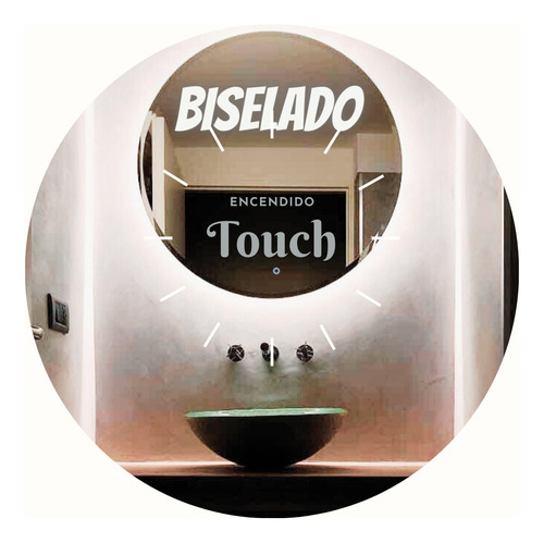 Espejo Touch Biselado Luz Led 70 Redondo Para Baño Marco No Tiene