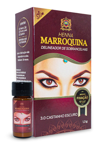 Henna Marroquina Delineador De Sobrancelhas Espátula Luvas Cor 3.0 Castanho Escuro