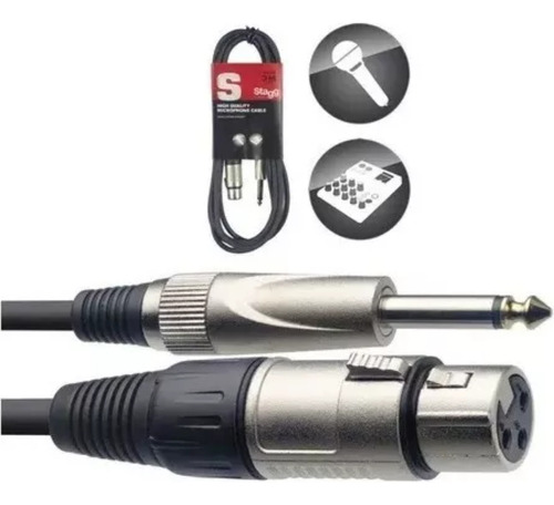 Cabo De Microfone Stagg Smc 3xp Xlr Fêmea+p10 Preto Com 2 Un