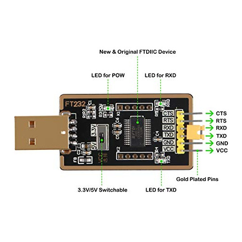 Adaptador Ft232rl Usb A Ttl Para Proyectos De Desarrollo, Us