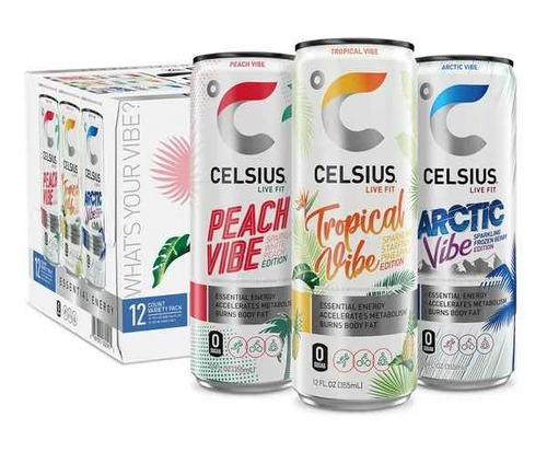 Celsius Essential Energy Drink 12 Fl Oz 12 Pack