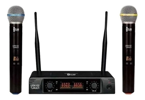 Microfones Dylan UDX-02 Multi Dinâmico Cardioide Preto Sem Fio