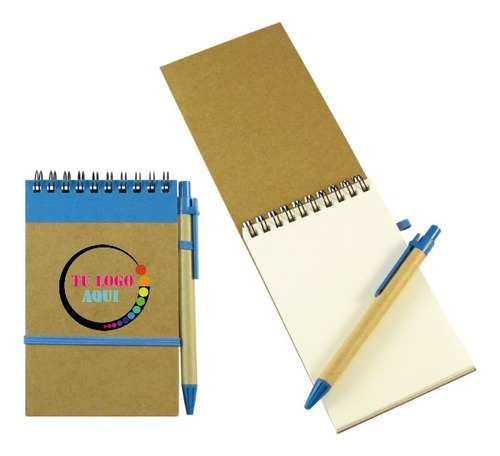 Pack 90 Libretas Ecológica Con Bolígrafo Personalizadas