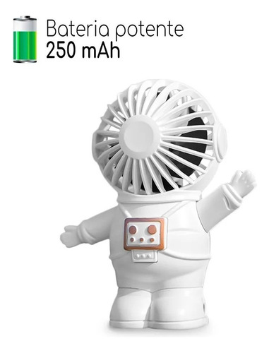 Mini Ventilador Astronauta Portátil Cor Branco