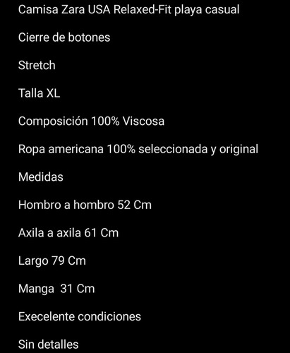 Camisa Zara Usa Xl Relaxed-fit Playa Casual (Usado)