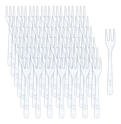 500 Mini Tenedores De Plastico Transparente De 3.7 X 0.6 Pul