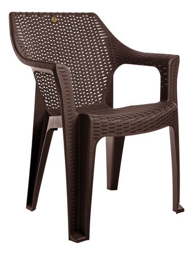 Set De 2 Sillas Exteriores De Plástico Con Diseño Rattan Rattan Chocolate Chocolate