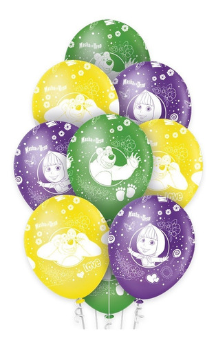 10 Unidades - Balão Premium Masha E O Urso - 12 Polegadas