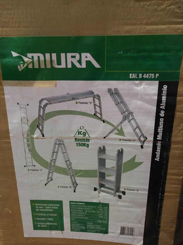 Escalera Plegable Miura Extensible De Aluminio 4.75 Mts