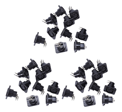 Conector De Enchufe, 30 Unidades, Xlr Negro, 3 Pines, Conect