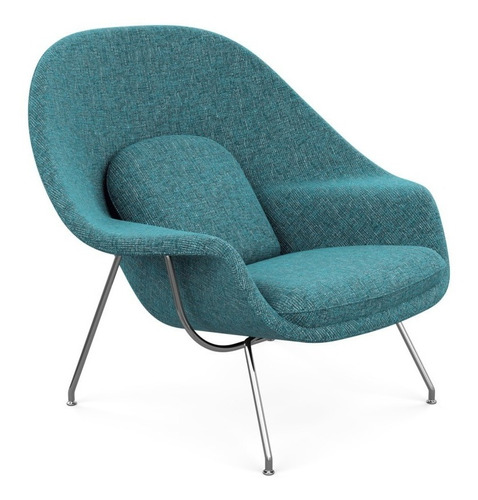 Poltrona Womb Chair - Linho/veludo - Base Cromada