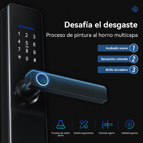 Chapa Cerradura Inteligente Electrónica Tuya Wifi 5 Maneras Con Antibloqueo Electrónico Con Alarma Antirotura Derecha/izquierda Acero Inoxidable Espesor De La Puerta Recomendado 40-65mm