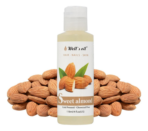 Well's Oil Aceite De Almendras Dulces Cabello Y Piel 118 Ml Fragancia Almendra Dulce