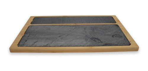 Tabla Picar Picada Servir De Bambu Con Dip Y Piedra Pizarra Color Marrón