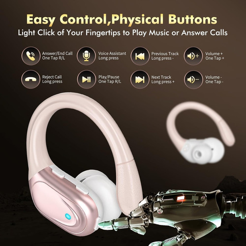 Auriculares Inalámbricos Bluetooth De Reproducción De 80hs Oro Rosa