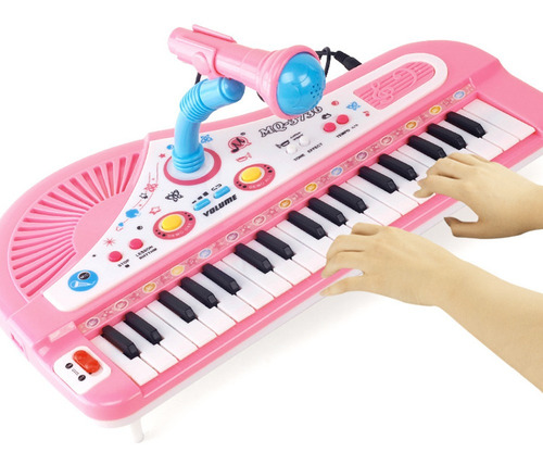 Piano Eléctrico De 37 Teclas Con Micrófono Para Niños