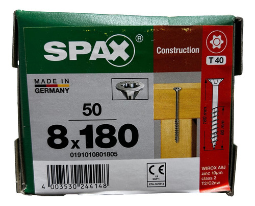 Tornillo Spax Universal 8 X 180 C Parcial Caja 50 T40