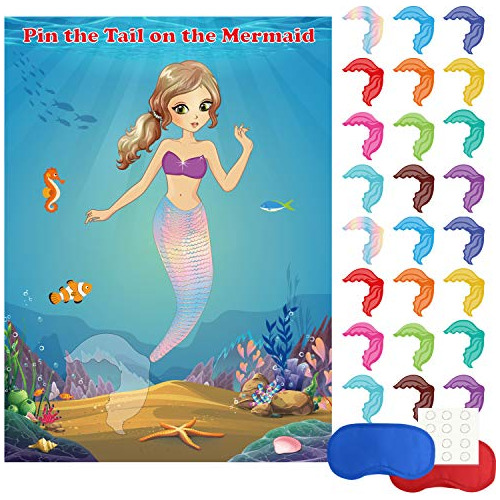 Fepito Mermaid Party Supplies Pin The Tail On The Mermaid Pa