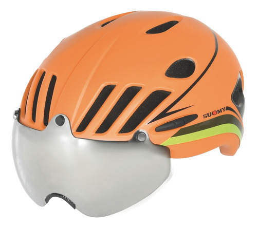 Casco Bicicleta Con Visor Profesional Suomy Naranja Negro Color Naranja Claro Talle M