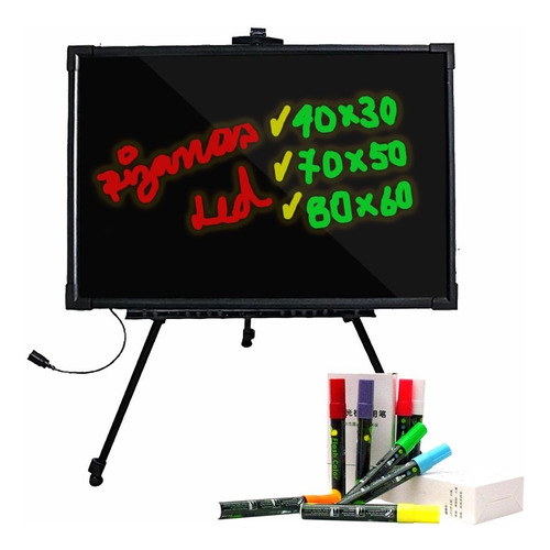 Pizarra Publicitaria Led 40x30 Para Negocio + 8 Plumones