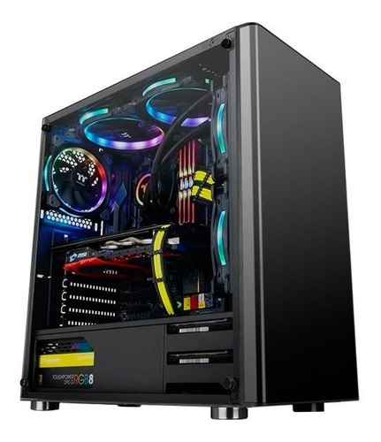 Gabinete Gamer Thermaltake V200 Ryzen Fuente 500w Color Negro