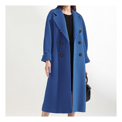 Gabardina Larga Abrigo Elegante Felpa Cruzada De Para Mujer