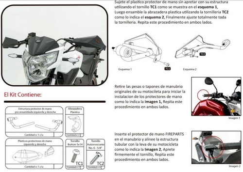 Moto Bajaj, Suzuki, Tvs, Yamaha Cubremanos 7/8 Fire Parts