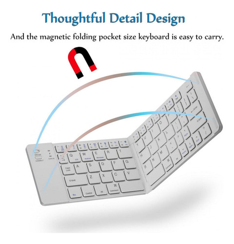 Teclado Bluetooth Inalámbrico Plegable Magnético Portátil Pa