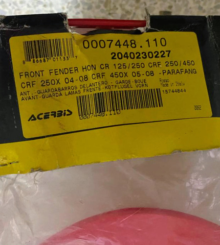 Guardafangos Delantero Honda Crf 250 450 Made In Italy