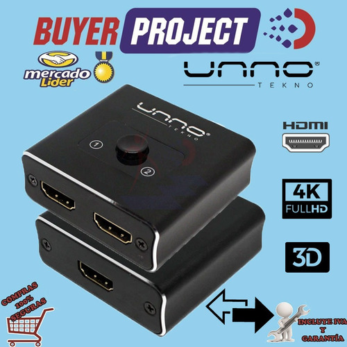Splitter Switch Hdmi 4k Unno Bidireccional De 2 Puertos