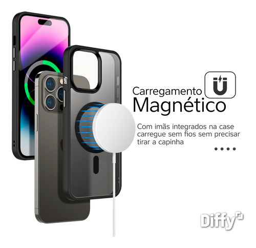 Capa Para iPhone 12 Ao 16 Magnética Carbon - Diffy
