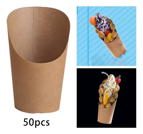 50 Uds. De Vasos De Papel Kraft Para Gofres De Huevo,
