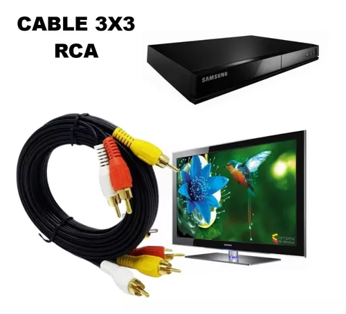 3 metros cable RCA 3x3 de puntas doradas para audio y video - Tecnopura