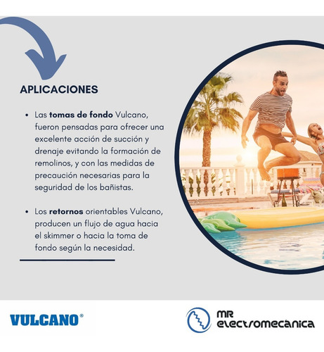 Imagen 3 de 10 de Kit Vulcano Pileta Hormigon: Toma Fondo + Retornos + Acces.