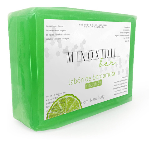 Jabón Unisex Minoxidilber® 100g  Bergamota Con Minoxidil 5% 
