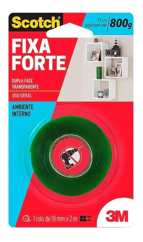 4 Fita Dupla Face Fixa Forte Transparente 19mm X 2 Metros 3m