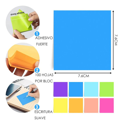 Bloco Sticky Notes Color Neon Memo Tip 1200 H 7,6 X 7,6 Cm