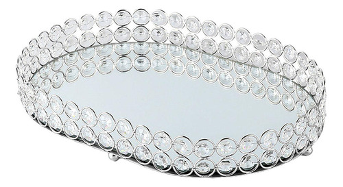 Mesa De Vela De Espejo De Plata Oval Pieza Central Bandeja L