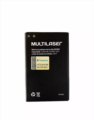 Flex Carga Bateria C/ Garantia Multilaser Ms50l P905 Bcs051