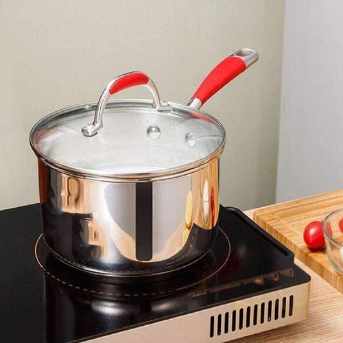Batería Cocina 12p Swiss Haus Acero Inox Agarraderas Silicon Color Plateado