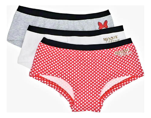 Pantaleta Algodón Minnie Caffarena Talla 14 Pack X3 Rojo