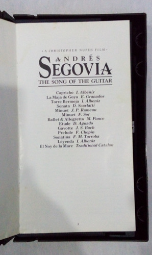 Andres Segovia Vhs The Song Of The Guitar Guitarra Clasica (Usado)