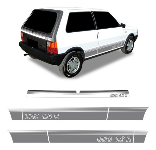 Faixa Fiat Uno 1.6 R 1990 Adesivo Lateral/traseiro Branco