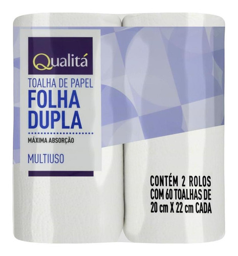 Imagem 1 de 1 de Toalha De Papel Branca Qualitá Pacote Com 2 Unidades