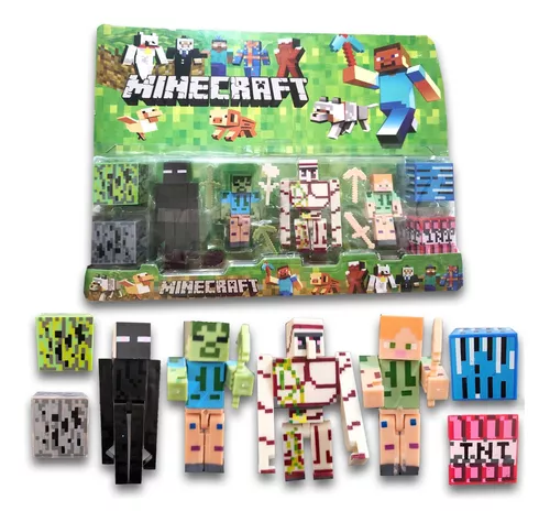 Kit Com 6 Bonecos Minecraft Estilo Coleção E Acessórios Brinquedo