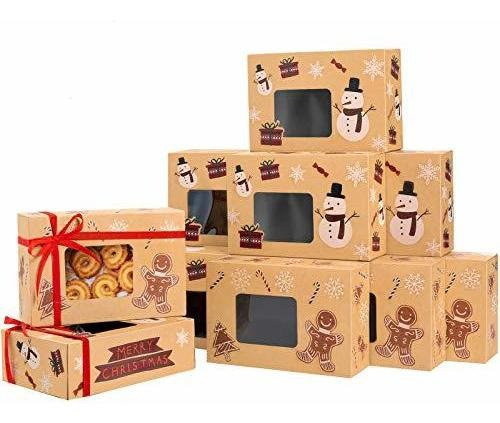 Sunolga Cookie Boxes Kraft 12 Pcs With Window Christmas Trea